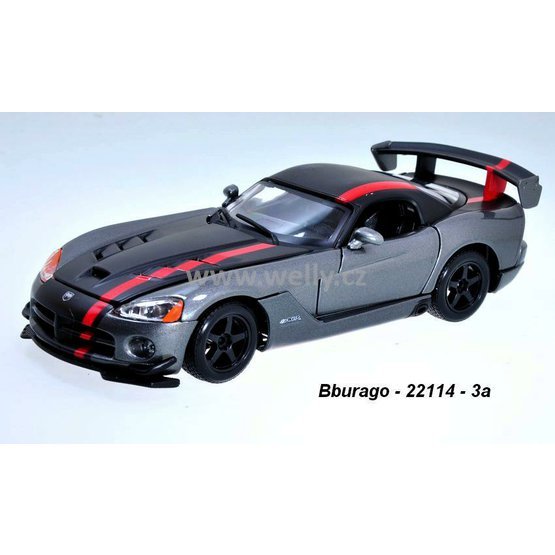 Bburago 1:24 Dodge Viper SRT 10 ACR (grey/black-úzký pruh) code Bburago