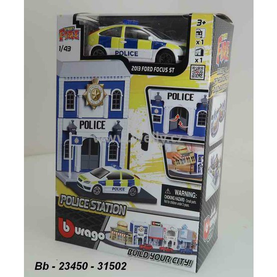 Bburago 1:43 Police Station + Ford Focus (police) - code Bburago 31502