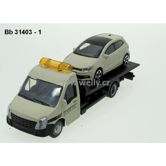 Bburago 1:43 Car Hauler + VW Polo GTI (cream) - code Bburago 31403