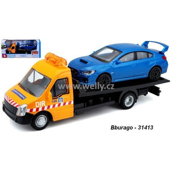 Bburago 1:43 Car Hauler + Subaru WRX STI 2017 (blue) - code Bburago 31413