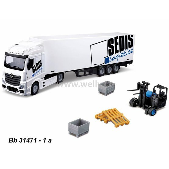 Bburago 1:43 Mercedes Benz Actros with Trailer and Lift - code Bburago 31471