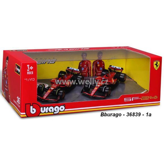 Bburago 1:43 Ferrari SF-24 No.55 Sainz + No.16 LeClerc 2024 - code Bburago 36839 set, neka