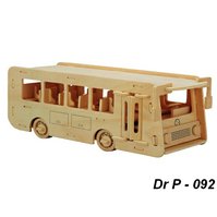 Dřevěné 3D puzzle Kit Bus - hlavolam, 3D prostorová dřevěná skládačka - code P092