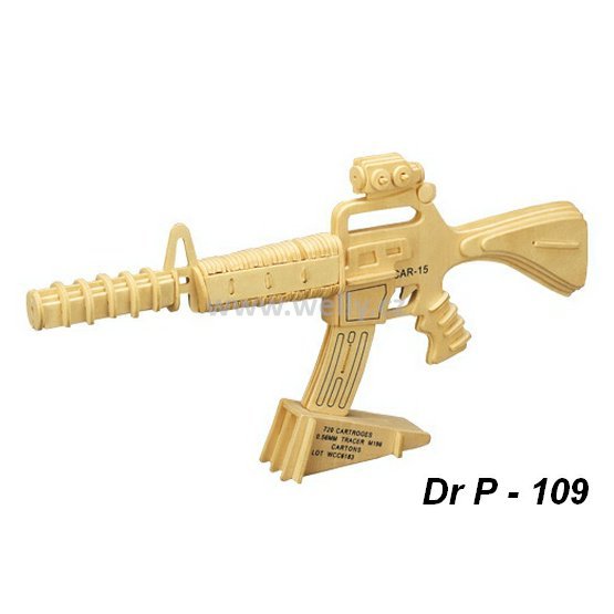 Dřevěné 3D puzzle Kit Carabine 15 - hlavolam, 3D prostorová dřevěná skládačka - code P109