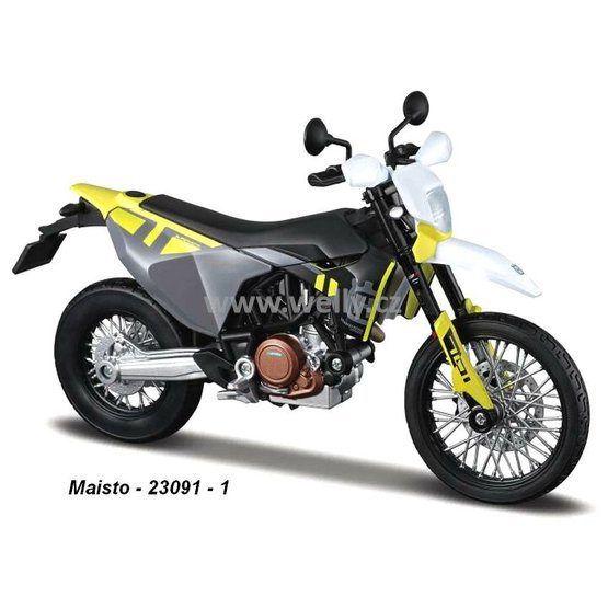 Maisto 1:18 Husqvarna 701 Supermoto 2023 (yellow) - code Maisto 23091, model motocyklu