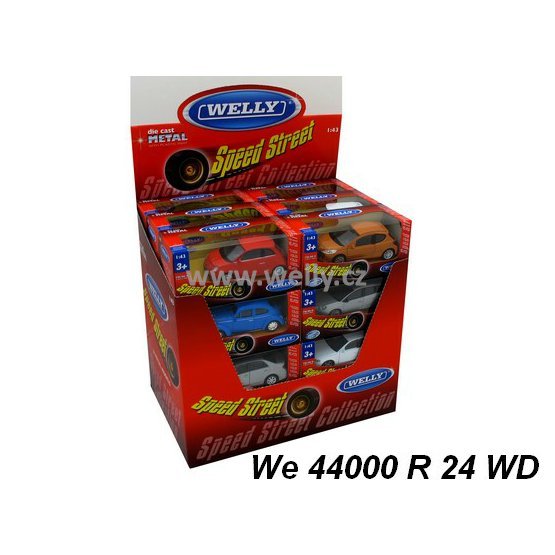 Welly 1:43 Display Box auta krabička,code Welly 44000A-24WD New serie, sada = assort 24ks