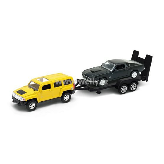 Welly 1:34-39 Trailer set Hummer H3 +Camaro ZL1 - code Welly 43629F-2TB(A)