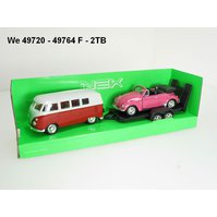 Welly 1:34-39 Trailer set VW T1 Bus + VW Beetle - code Welly 49764F-2TB(A)