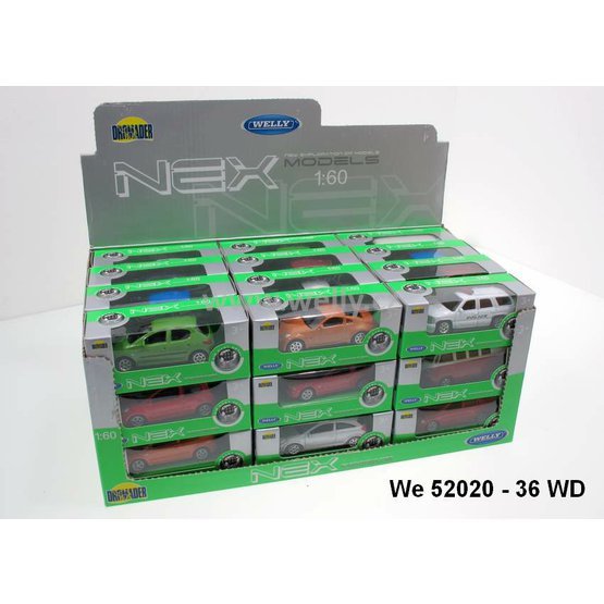 Welly 1:60-64 Display Box auta krabička assort J, code Welly 52020, sada = assort 36 ks