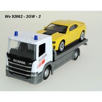 Welly 1:57/43 Scania P320 (white) + Chevrolet Camaro (yellow) - code Welly 92662-2GW(D)